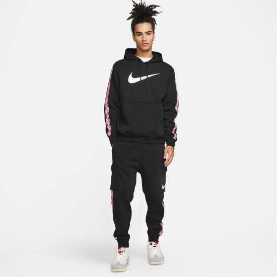 Nike Sportswear Repeat Men's Pullover Fleece Hoodie Black/Pink Мъжки суитчъри и блузи с качулки