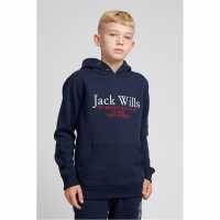 Jack Wills Kids Batsford Script Logo Hoodie Navy Детски суитчъри и блузи с качулки