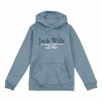 Jack Wills Kids Batsford Script Logo Hoodie Stormy Weather Детски суитчъри и блузи с качулки