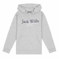 Jack Wills Kids Batsford Script Logo Hoodie Grey Heather Детски суитчъри и блузи с качулки