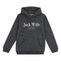 Jack Wills Kids Batsford Script Logo Hoodie Charcoal Grey Детски суитчъри и блузи с качулки