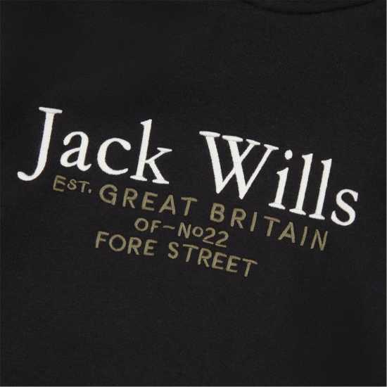 Jack Wills Kids Batsford Script Logo Hoodie Black Детски суитчъри и блузи с качулки