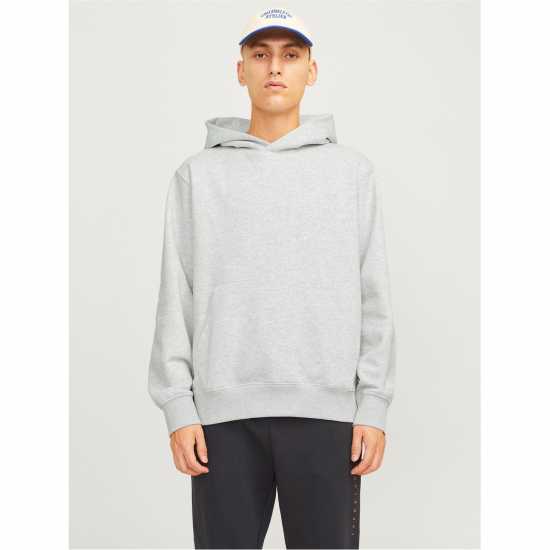 Jack And Jones Urban Edge 400 Gsm Hoodie Mens White Melange 