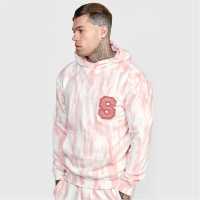 Siksilk Ecru Varsity Anniversary Print Oth Hoodie Mens Розово Мъжки суитчъри и блузи с качулки