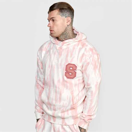 Мъжки суитчъри и блузи с качулки Siksilk Ecru Varsity Anniversary Print Oth Hoodie Mens Розово Siksilk Ecru Varsity Anniversary Print Oth Hoodie Mens Розово Мъжки суитчъри и блузи с качулки