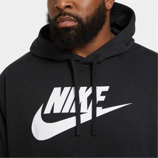 Nike Sportswear Club Fleece Men's Graphic Pullover Hoodie Black/White - Мъжки суитчъри и блузи с качулки