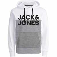 Jack And Jones Half Logo Oth Hoodie Mens Grey/White Мъжки полар