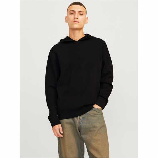 Мъжки суитчъри и блузи с качулки Jack And Jones Knitted Hoodie Mens Черно Jack And Jones Knitted Hoodie Mens Черно Мъжки суитчъри и блузи с качулки