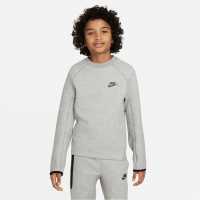 Nike Sportswear Tech Fleece Big Kids' (Boys') Pullover Hoodie Grey/Black Детски суитчъри и блузи с качулки