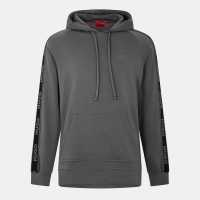 Hugo Boss Hugo Mens Hugo Bodywear Liam Soft Cotton Pullover Hoodie With Logo Tape Detail - Natural Fabric Сиво 