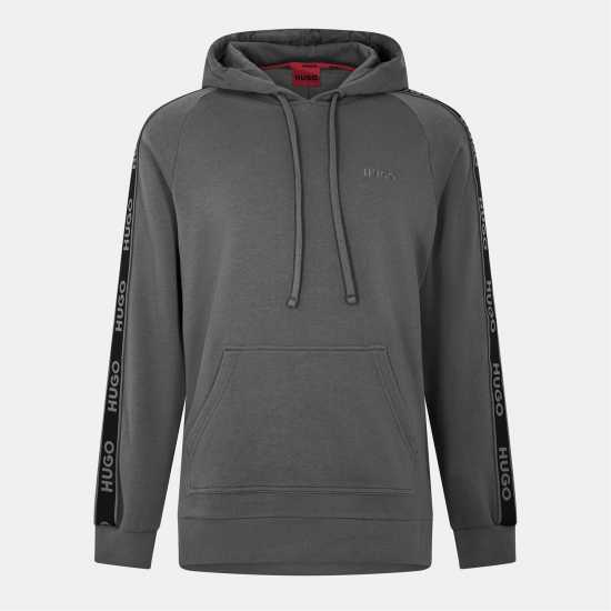Hugo Boss Hugo Mens Hugo Bodywear Liam Soft Cotton Pullover Hoodie With Logo Tape Detail - Natural Fabric Сиво 