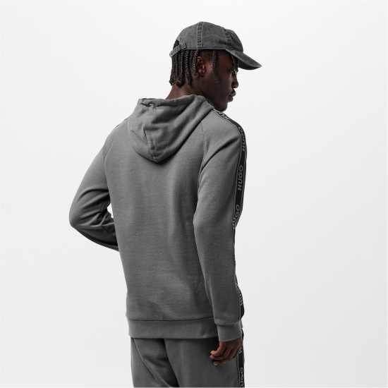 Hugo Boss Hugo Mens Hugo Bodywear Liam Soft Cotton Pullover Hoodie With Logo Tape Detail - Natural Fabric Сиво 