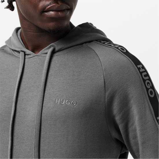 Hugo Boss Hugo Mens Hugo Bodywear Liam Soft Cotton Pullover Hoodie With Logo Tape Detail - Natural Fabric Сиво 
