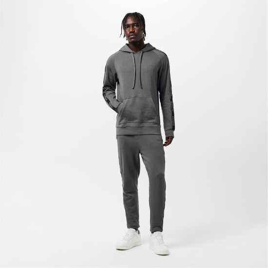 Hugo Boss Hugo Mens Hugo Bodywear Liam Soft Cotton Pullover Hoodie With Logo Tape Detail - Natural Fabric Сиво 