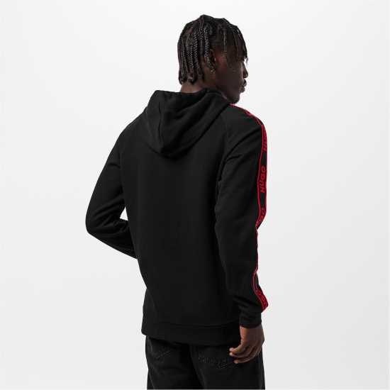 Hugo Mens HUGO Bodywear Liam Soft Cotton Pullover Hoodie with Logo Tape Detail - Natural Fabric Черно 