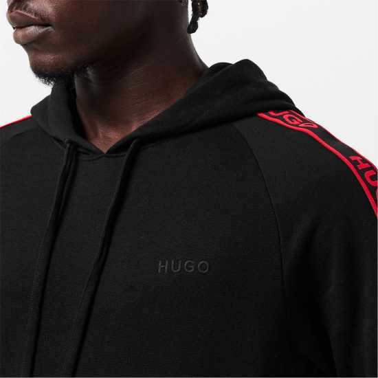 Hugo Mens HUGO Bodywear Liam Soft Cotton Pullover Hoodie with Logo Tape Detail - Natural Fabric Черно 