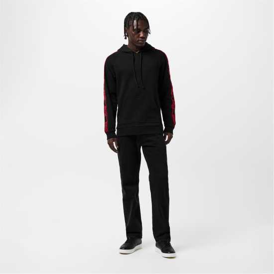 Hugo Mens HUGO Bodywear Liam Soft Cotton Pullover Hoodie with Logo Tape Detail - Natural Fabric Черно 