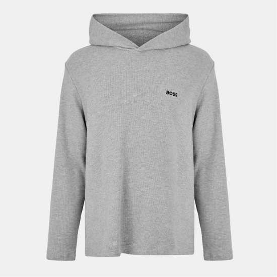 Hugo Boss Boss Mens Boss Bodywear Waffle Loungewear Hoodie With Logo Detail Сиво 
