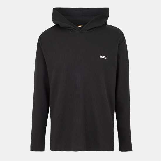 Hugo Boss Мъжки Суитшърт Boss Waffle Hoody Mens Black 001 Мъжки суитчъри и блузи с качулки