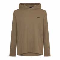 Hugo Boss Boss Mens Boss Bodywear Waffle Loungewear Hoodie With Logo Detail Open Brown 245 