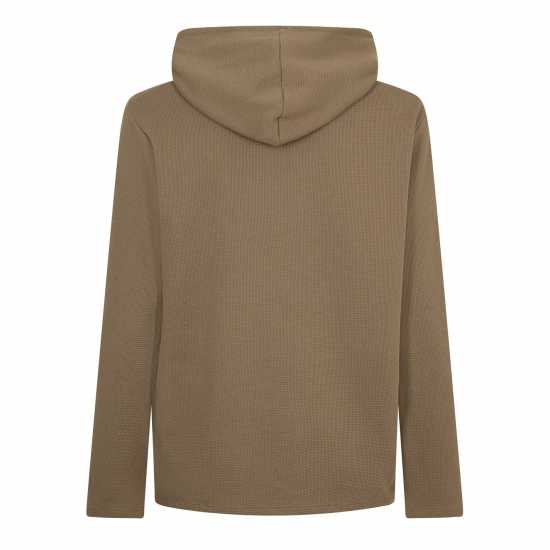 Hugo Boss Boss Mens Boss Bodywear Waffle Loungewear Hoodie With Logo Detail Open Brown 245 