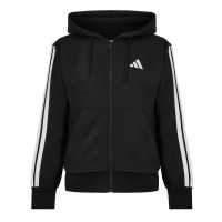 Adidas Essentials Fleece 3-Stripes Full-Zip Hoodie Mens Black/White 