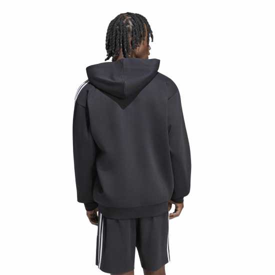 Adidas Essentials Fleece 3-Stripes Full-Zip Hoodie Mens Black/White 
