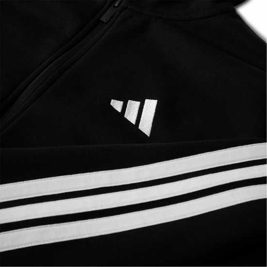 Adidas Essentials Fleece 3-Stripes Full-Zip Hoodie Mens Black/White 