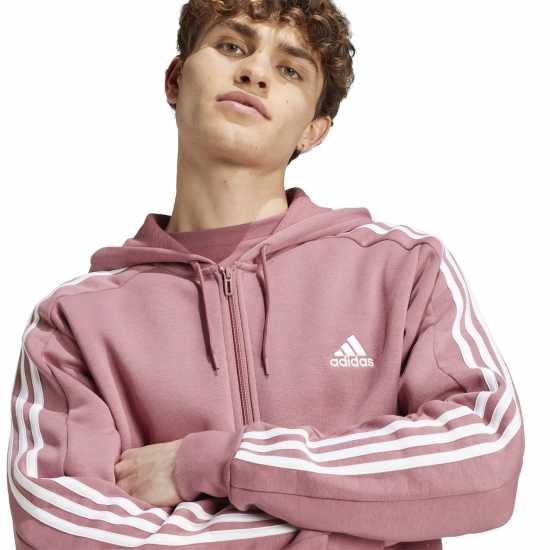 Мъжки суитчъри и блузи с качулки Adidas Essentials Fleece 3-Stripes Full-Zip Hoodie Mens Бордово Adidas Essentials Fleece 3-Stripes Full-Zip Hoodie Mens Бордово Мъжки суитчъри и блузи с качулки