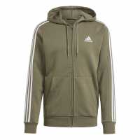 Adidas Fleece 3-Stripes Full-Zip Hoodie Mens Olive Strata Мъжки суитчъри и блузи с качулки