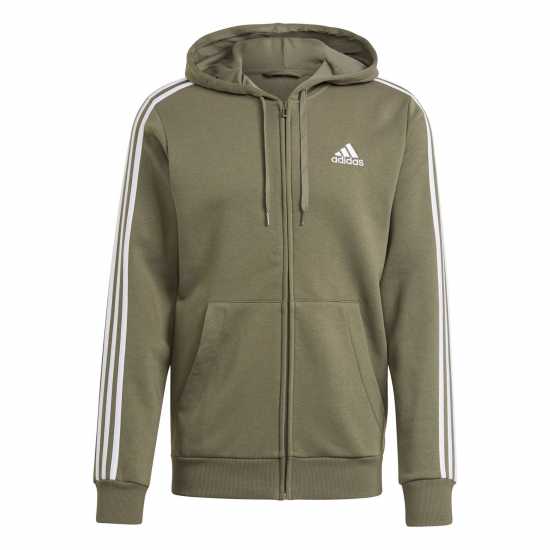Мъжки суитчъри и блузи с качулки Adidas Fleece 3-Stripes Full-Zip Hoodie Mens Olive Strata Adidas Fleece 3-Stripes Full-Zip Hoodie Mens Olive Strata Мъжки суитчъри и блузи с качулки