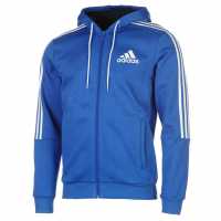 Adidas Essentials Fleece 3-Stripes Full-Zip Hoodie Mens Crew Blue Мъжки полар