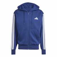 Adidas Essentials Fleece 3-Stripes Full-Zip Hoodie Mens Navy/White Adidas Essentials Fleece 3-Stripes Full-Zip Hoodie Mens Navy/White