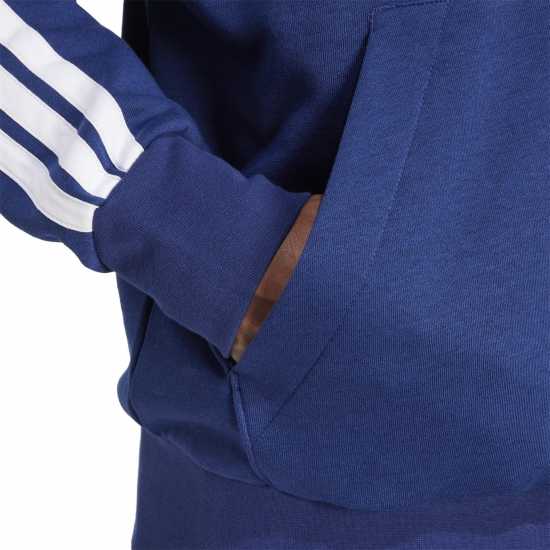 Adidas Essentials Fleece 3-Stripes Full-Zip Hoodie Mens Navy/White Adidas Essentials Fleece 3-Stripes Full-Zip Hoodie Mens Navy/White