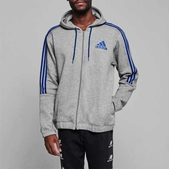 Мъжки суитчъри и блузи с качулки Adidas Essentials Fleece 3-Stripes Full-Zip Hoodie Mens Средно сиво/черно Adidas Essentials Fleece 3-Stripes Full-Zip Hoodie Mens Средно сиво/черно Мъжки суитчъри и блузи с качулки