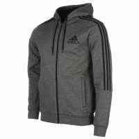 Adidas Essentials Fleece 3-Stripes Full-Zip Hoodie Mens DrkGrey/Black Мъжки полар