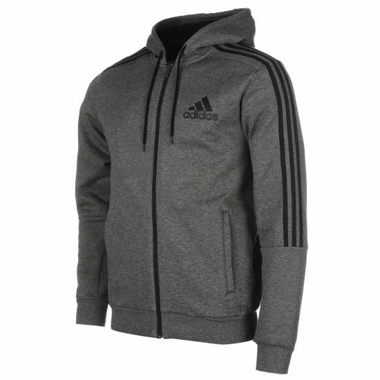 Мъжки суитчъри и блузи с качулки Adidas Essentials Fleece 3-Stripes Full-Zip Hoodie Mens Тъмносиво/Черно Adidas Essentials Fleece 3-Stripes Full-Zip Hoodie Mens Тъмносиво/Черно Мъжки суитчъри и блузи с качулки