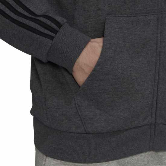 Мъжки суитчъри и блузи с качулки Adidas Essentials Fleece 3-Stripes Full-Zip Hoodie Mens Тъмносиво/Черно Adidas Essentials Fleece 3-Stripes Full-Zip Hoodie Mens Тъмносиво/Черно Мъжки суитчъри и блузи с качулки