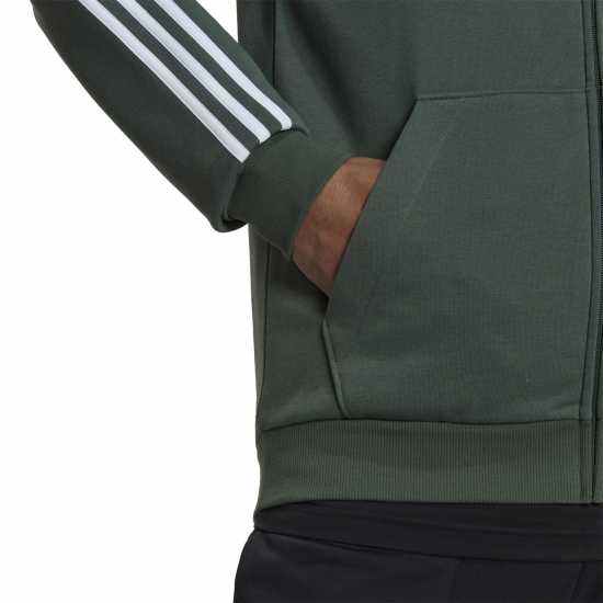 Adidas Fleece 3-Stripes Full-Zip Hoodie Mens Green Oxide Мъжки суитчъри и блузи с качулки