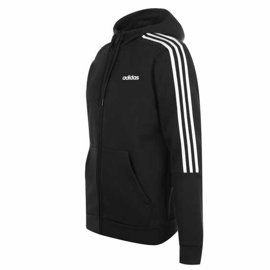 Adidas Fleece 3-Stripes Full-Zip Hoodie Mens Black/White Мъжки полар
