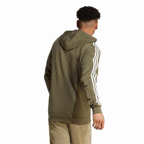 Adidas Fleece 3-Stripes Full-Zip Hoodie Mens Olive Strata Мъжки суитчъри и блузи с качулки