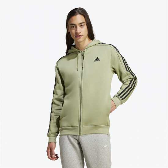 Мъжки суитчъри и блузи с качулки Adidas Essentials Fleece 3-Stripes Full-Zip Hoodie Mens Зелен палатка Adidas Essentials Fleece 3-Stripes Full-Zip Hoodie Mens Зелен палатка Мъжки суитчъри и блузи с качулки