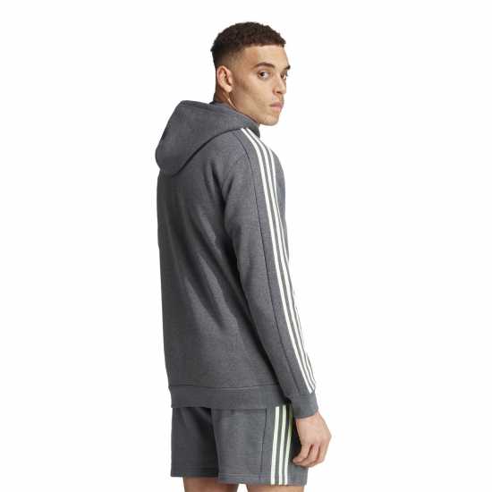 Adidas Fleece 3-Stripes Full-Zip Hoodie Mens Grey/Green Мъжки суитчъри и блузи с качулки