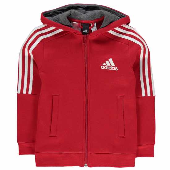 Adidas 3-Stripes Hoodie Kids Crimson - Детски суитчъри и блузи с качулки
