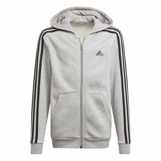 Adidas 3-Stripes Hoodie Kids Grey/Black - Детски суитчъри и блузи с качулки