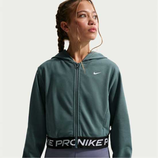 Nike Pro Dri-Fit Full Zip Hoodie Juniors Mineral Slate Nike Pro Dri-Fit Full Zip Hoodie Juniors Mineral Slate
