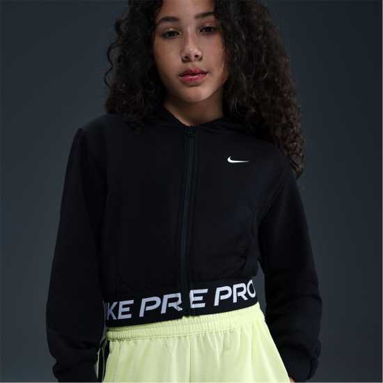 Nike Pro Dri-Fit Full Zip Hoodie Juniors Black Детски суитчъри и блузи с качулки