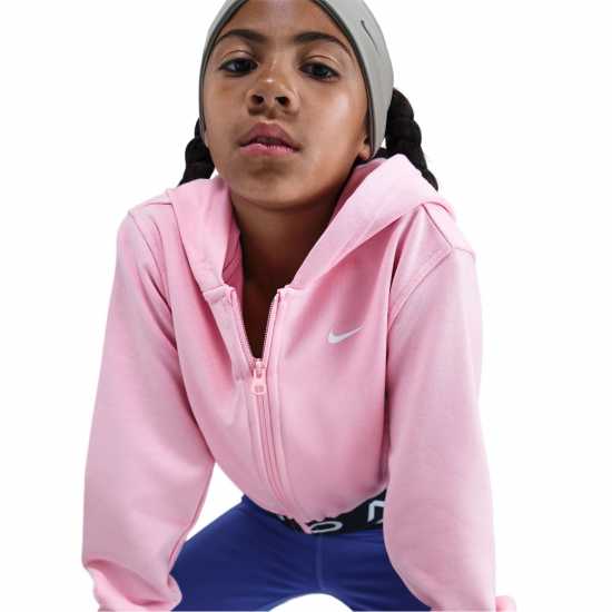 Детски суитчъри и блузи с качулки Nike Pro Dri-Fit Full Zip Hoodie Juniors Pink Nike Pro Dri-Fit Full Zip Hoodie Juniors Pink Детски суитчъри и блузи с качулки