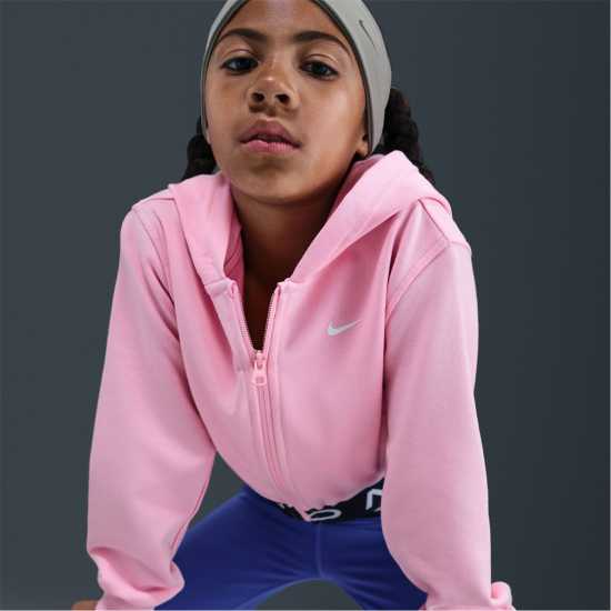 Детски суитчъри и блузи с качулки Nike Pro Dri-Fit Full Zip Hoodie Juniors Pink Nike Pro Dri-Fit Full Zip Hoodie Juniors Pink Детски суитчъри и блузи с качулки
