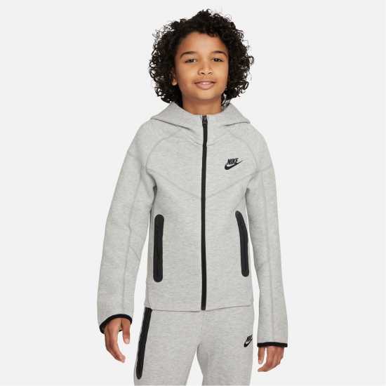 Nike Sportswear Tech Fleece Full-Zip Hoodie Juniors Сиво/Черно Детски суитчъри и блузи с качулки